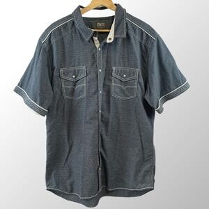 BKE Men's Standard Fit Pearl Snap XL Short Sleeve Shirt Pockets‎ Blue Gray